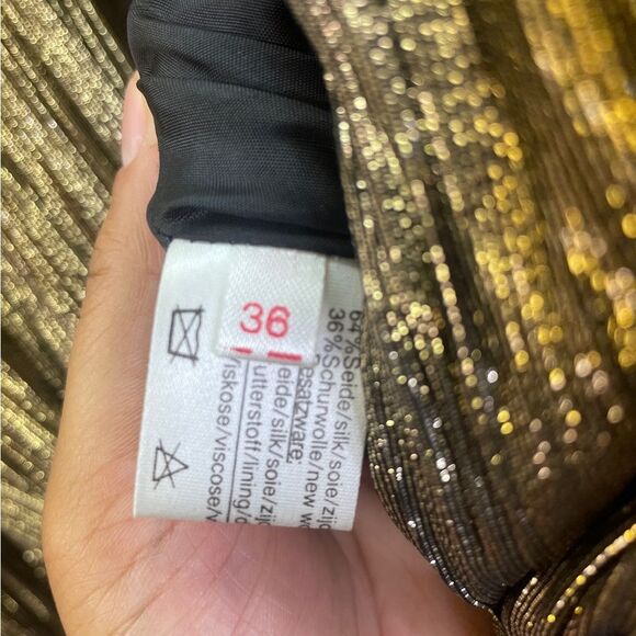 Joop! Vintage Long Sleeve Metallic Thread Structured Asymmetrical Hem Mini Dress - Picture 6 of 9